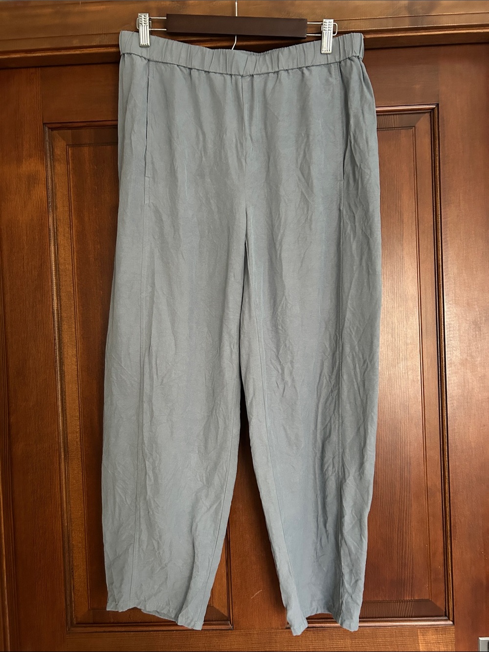 Eileen Fisher Soft Gray Elastic-Waist Chinos